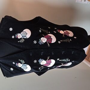 TALBOTS vintage Snowman velour Christmas vest. Size L
